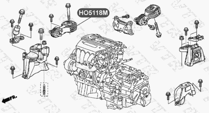 Подушка двигателя, правая VTR HO5118M - изображение 1