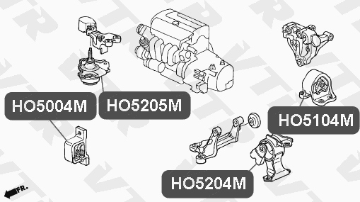 Подушка двигателя, левая VTR HO5204M - изображение 1