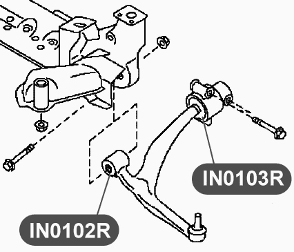 Сайлентблок рычага передней подвески, задний (без кронштейна) VTR IN0103R - изображение 1
