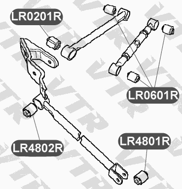 Сайлентблок полиуретановый продольного рычага задней подвески, задний VTR LR4801RP - изображение 1