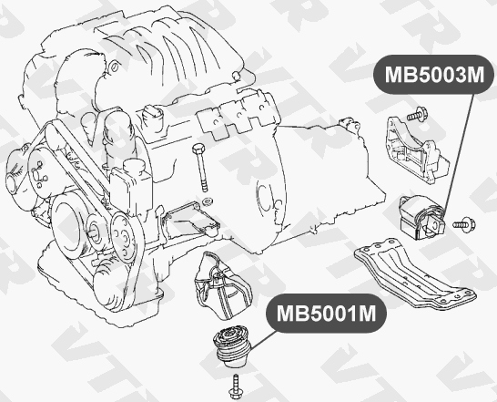 Подушка двигателя, задняя VTR MB5003M - изображение 1
