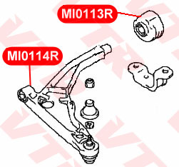 Сайлентблок полиуретановый нижнего рычага передней подвески, передний VTR MI0114RP - изображение 1