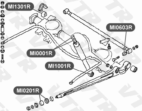 Сайлентблок поперечной тяги задней подвески (с двух сторон) VTR MI0603R - изображение 1