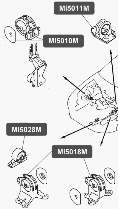 Подушка двигателя, передняя, справа VTR MI5010M - изображение 1