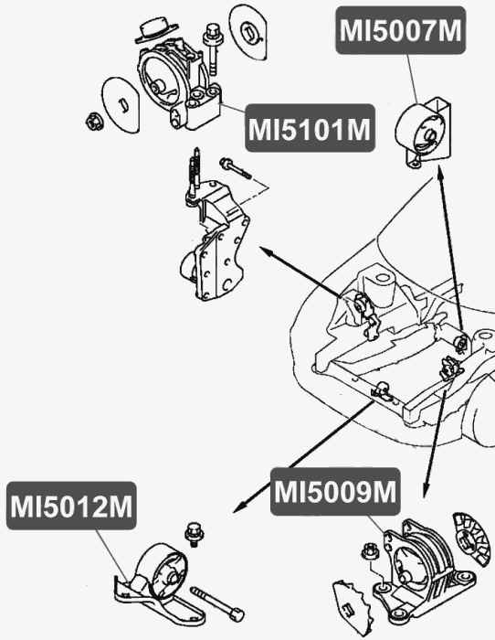 Подушка двигателя, передняя, справа VTR MI5012M - изображение 1