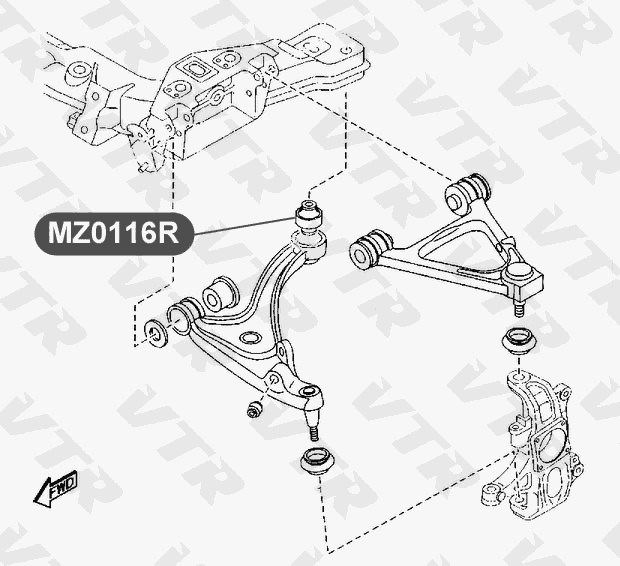 Сайлентблок рычага передней подвески, задний VTR MZ0116R - изображение 1