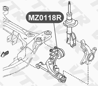 Сайлентблок рычага передней подвески, задний VTR MZ0118R - изображение 1