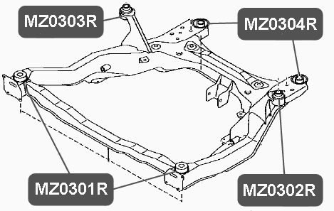 Сайлентблок подрамника передней подвески, задний VTR MZ0301R - изображение 1