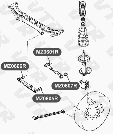 Сайлентблок поперечной тяги задней подвески, внутренний VTR MZ0606R - изображение 1