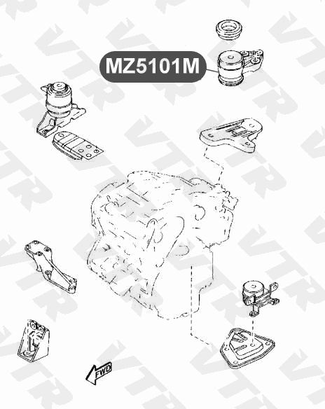 Подушка двигателя, задняя VTR MZ5101M - изображение 1