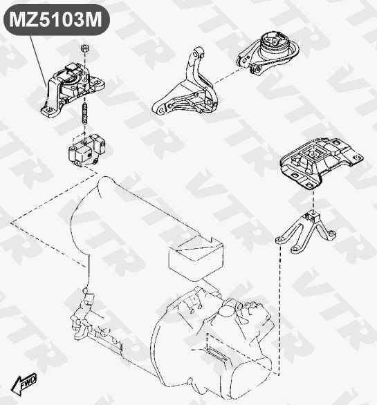 Опора двигателя, правая, гидравлическая <b>VTR MZ5103M</b> - изображение 1