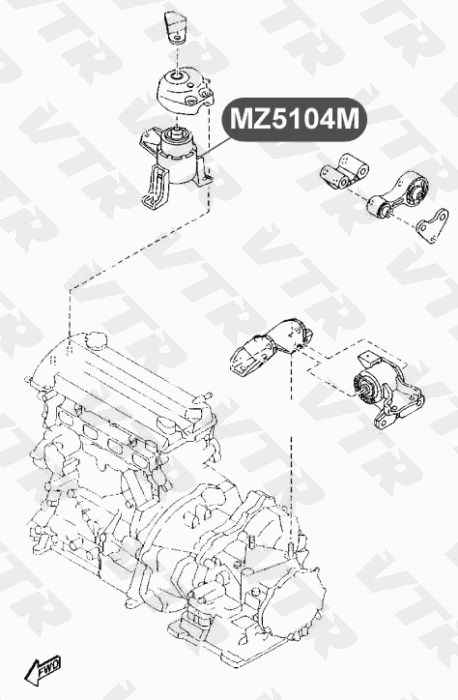 Подушка двигателя, правая, гидравлическая <b>VTR MZ5104M</b> - изображение 1