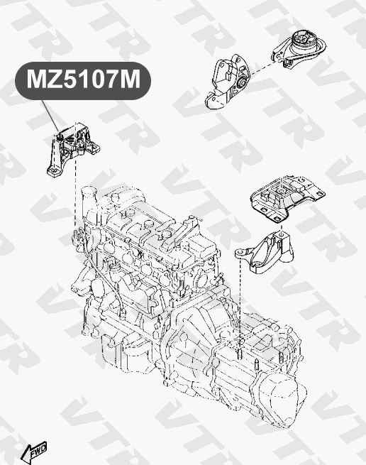 Подушка двигателя, правая, гидравлическая <b>VTR MZ5107M</b> - изображение 1
