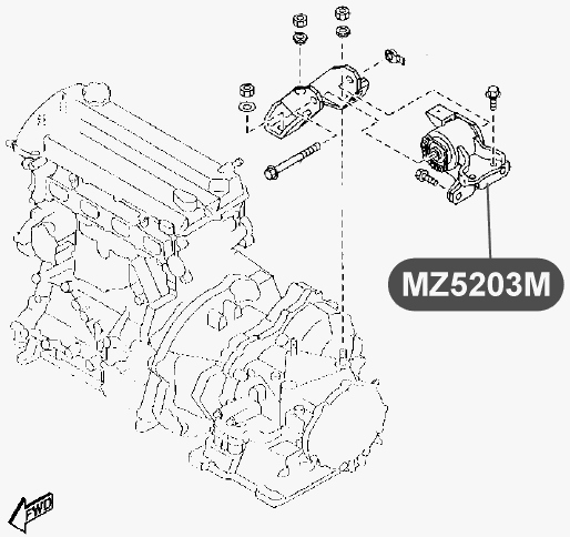 Подушка двигателя, левая VTR MZ5203M - изображение 1