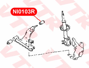 Сайлентблок нижнего рычага передней подвески, задний VTR NI0103R - изображение 1