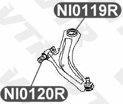 Сайлентблок рычага передней подвески, передний VTR NI0120R - изображение 1