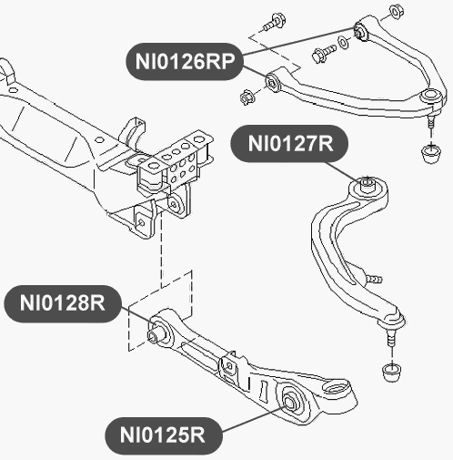 Сайлентблок рычага передней подвески VTR NI0127R - изображение 1