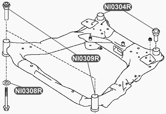 Сайлентблок подрамника передней подвески, задний VTR NI0304R - изображение 1