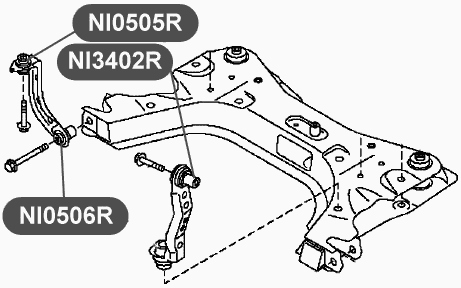 Сайлентблок кронштейна передней подвески, нижний VTR NI0506R - изображение 1