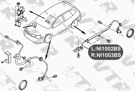Датчик АБС задней подвески, левый VTR NI1002BS - изображение 1