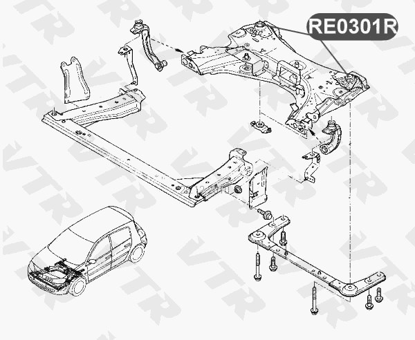 Сайлентблок полиуретановый подрамника передней подвески VTR RE0301RP - изображение 1