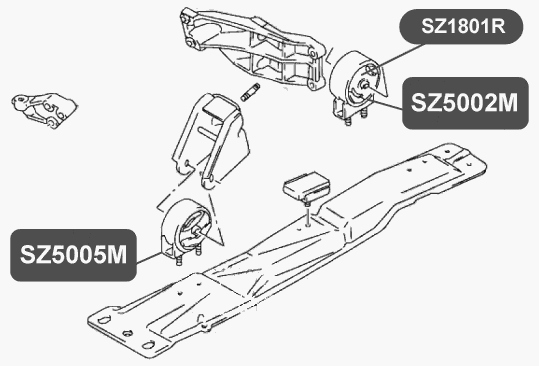 Сайлентблок задней подушки двигателя VTR SZ1801R - изображение 1