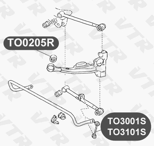 Сайлентблок полиуретановый продольного рычага задней подвески VTR TO0205RP - изображение 1