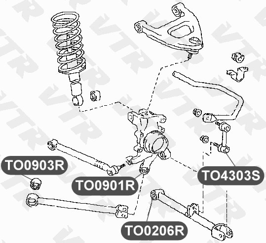 Сайлентблок цапфы задней подвески, нижний VTR TO0901R - изображение 1