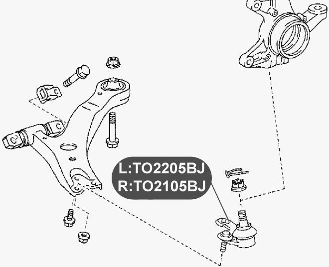 Опора шаровая нижнего рычага передней подвески, левая VTR TO2205BJ - изображение 1