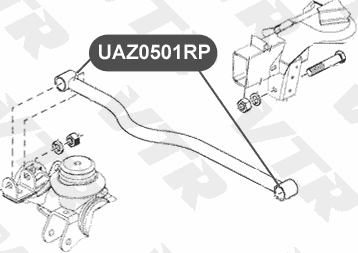 Сайлентблок полиуретановый поперечной тяги передней подвески VTR UAZ0501RP - изображение 1