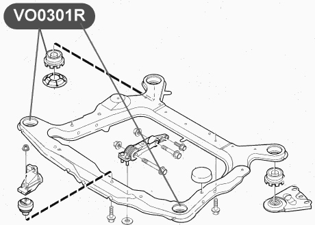 Сайлентблок подрамника передней подвески, передний VTR VO0301R - изображение 1