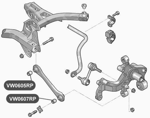 Сайлентблок полиуретановый поперечного рычага задней подвески VTR VW0607RP - изображение 1