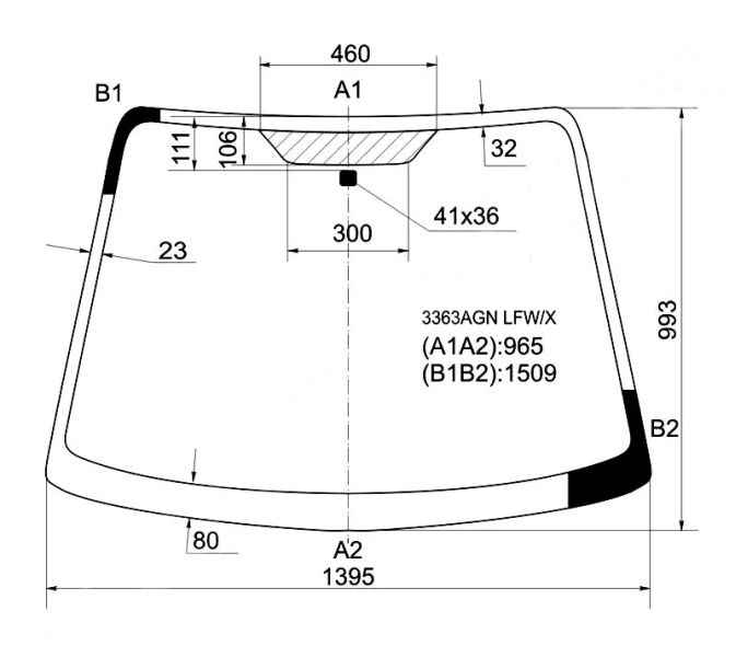 Стекло лобовое в клей SUZUKI SX4 / FIAT SEDICI 05- 4 / 5D <b>XYG 3363AGN LFW/X</b> - изображение