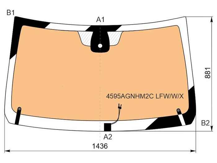 Стекло лобовое LADA Largus 21- / Largus Cross 21-22 полный обогрев, место под датчик дождя XYG 4595AGNHM2C LFW/W/X - изображение