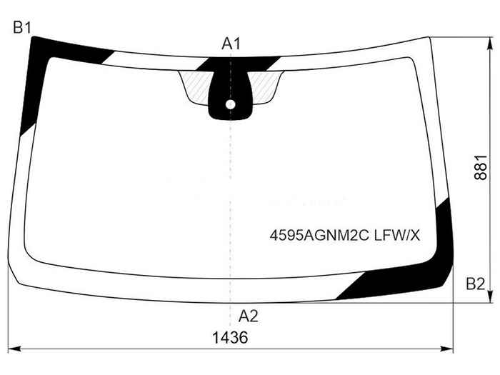 Стекло лобовое LADA Largus 21- / Largus Cross 21-22 место под датчик дождя XYG 4595AGNM2C LFW/X - изображение