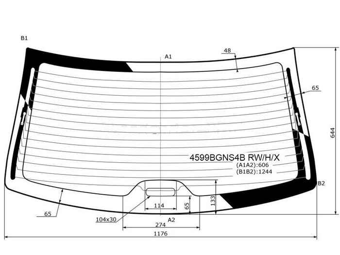 Стекло заднее ВАЗ 2190 Гранта LADA Granta 11- / Datsun on-DO 14-19 зеленый оттенок стекла, обогрев XYG 4599BGNS4B RW/H/X - изображение