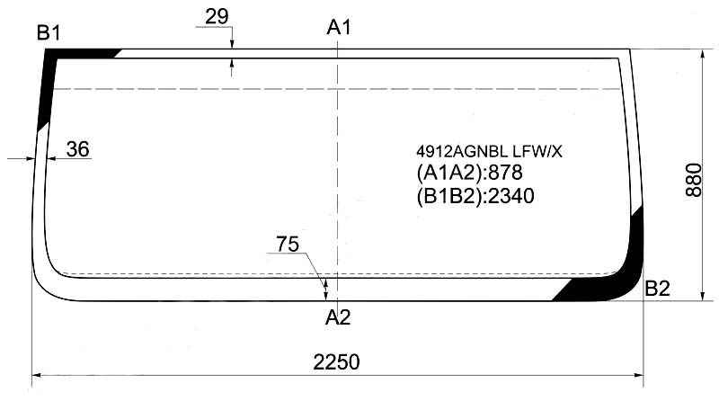 Стекло лобовое в клей MAN TG WIDE 00- <b>XYG 4912AGNBL LFW/X</b> - изображение
