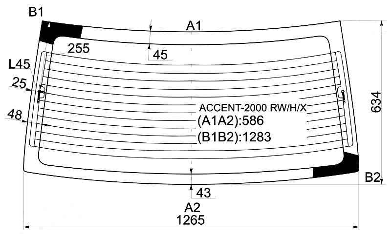 Стекло заднее с обогревом HYUNDAI ACCENT 00- 4D <b>XYG ACCENT-2000 RW/H/X</b> - изображение