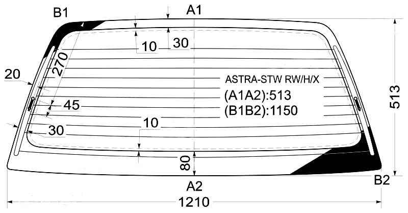 Стекло заднее (крышка багажника) с обогревом OPEL ASTRA 5D WAGON 91- <b>XYG ASTRA-STW RW/H/X</b> - изображение