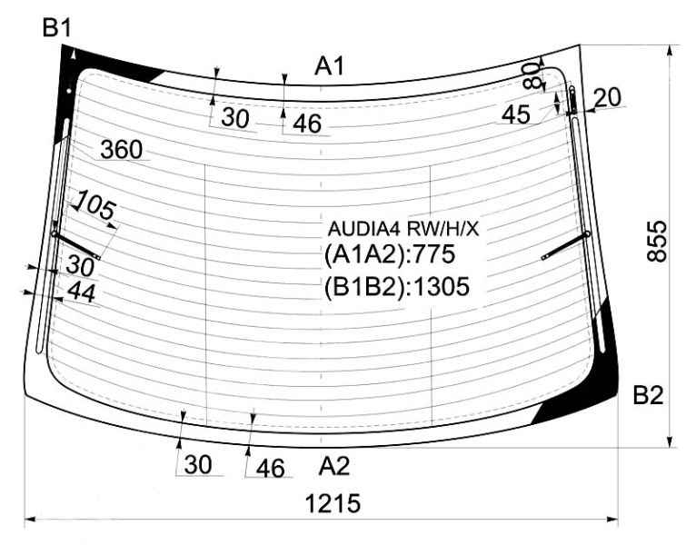 Стекло заднее с обогревом AUDI A4 / S4 94-01 4D <b>XYG AUDIA4 RW/H/X</b> - изображение