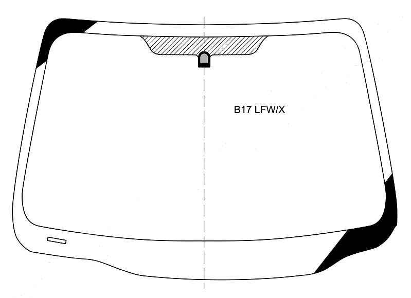 Стекло лобовое в клей NISSAN VERSA / ALMERA / SUNNY / RENAULT SCALA #B17 4D SED / 5D HBK 2012- <b>XYG B17 LFW/X</b> - изображение