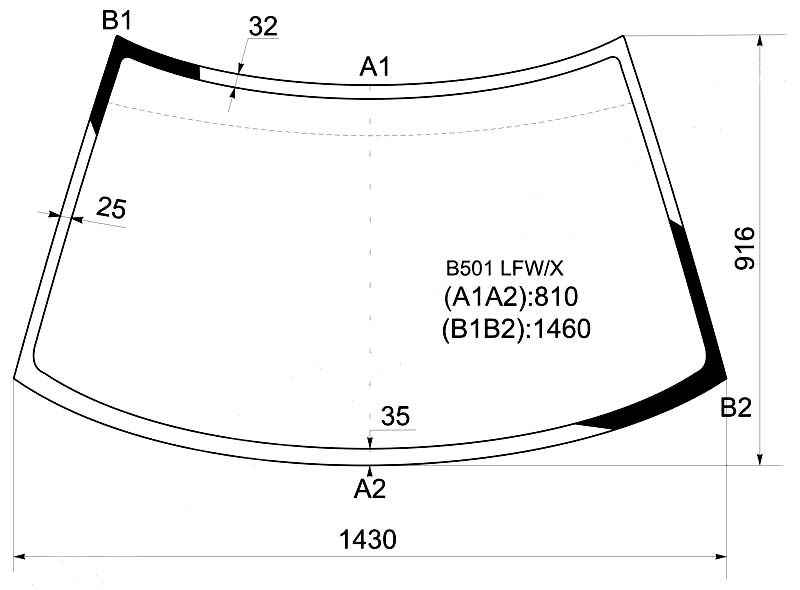 Стекло лобовое в клей MAZDA 323 FAMILIA ASTINA 5D HB 89-94 <b>XYG B501 LFW/X</b> - изображение