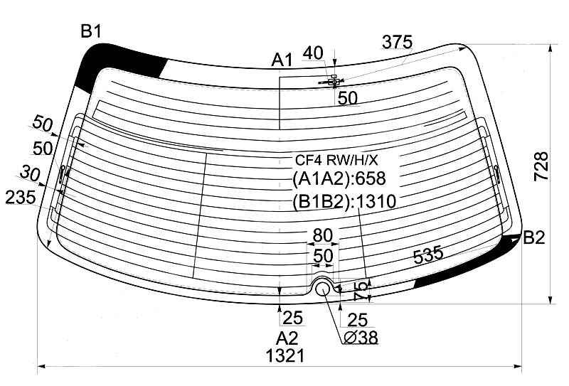 Стекло заднее с обогревом HONDA ACCORD / TORNEO 97-02 4D <b>XYG CF4 RW/H/X</b> - изображение