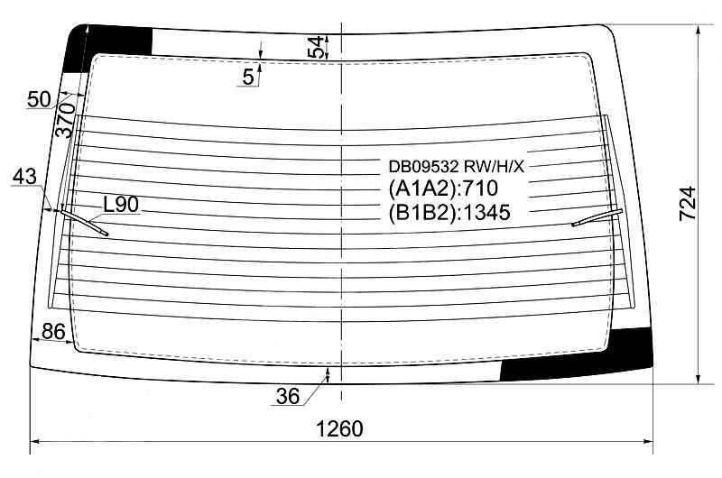 Стекло заднее с обогревом FORD FOCUS I 98-04 4D <b>XYG DB09532 RW/H/X</b> - изображение