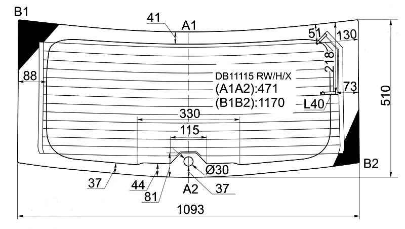 Стекло заднее с обогревом DODGE CALIBER 4D HATCHBACK 2007-2008 <b>XYG DB11115 RW/H/X</b> - изображение