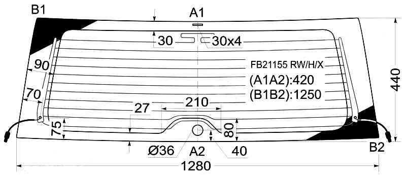 Стекло заднее (крышка багажника) с обогревом TOYOTA RAV4L 00-05 3 / 5D <b>XYG FB21155 RW/H/X</b> - изображение