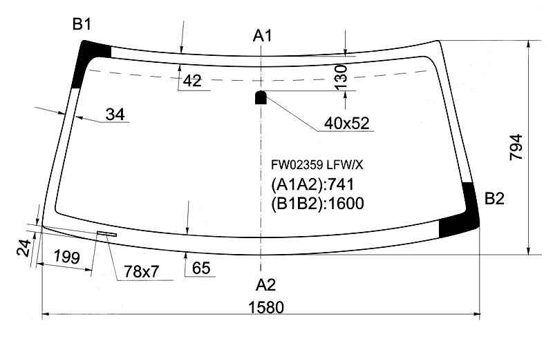 Стекло лобовое в клей TOYOTA SEQUOIA 00-07 / TUNDRA PICKUP 04-06 <b>XYG FW02359 LFW/X</b> - изображение