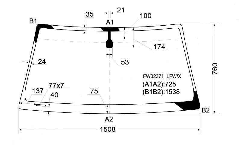 Стекло лобовое в клей TOYOTA HILUX SURF / 4-RUNNER 02-09 <b>XYG FW02371 LFW/X</b> - изображение