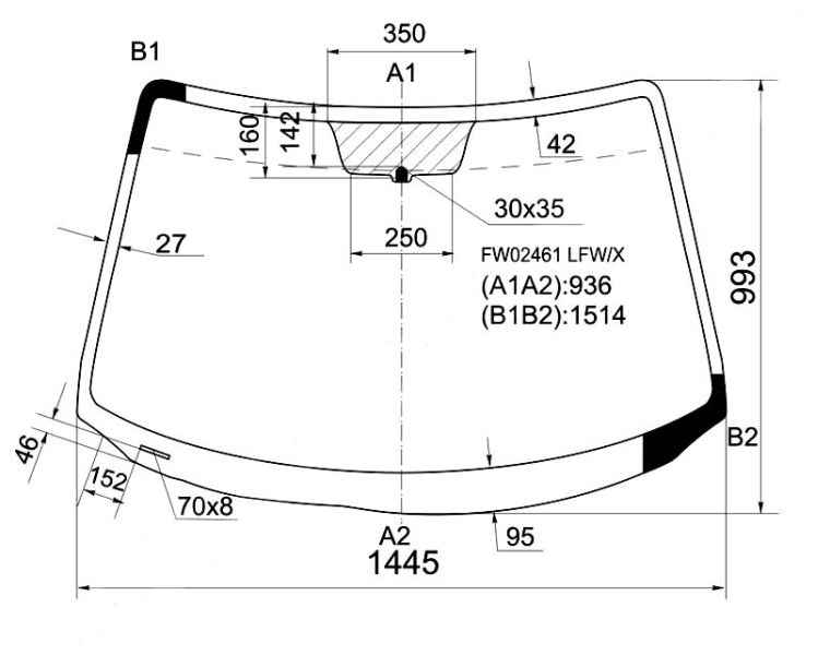 Стекло лобовое в клей MAZDA 3 2003-2009 4 / 5D <b>XYG FW02461 LFW/X</b> - изображение