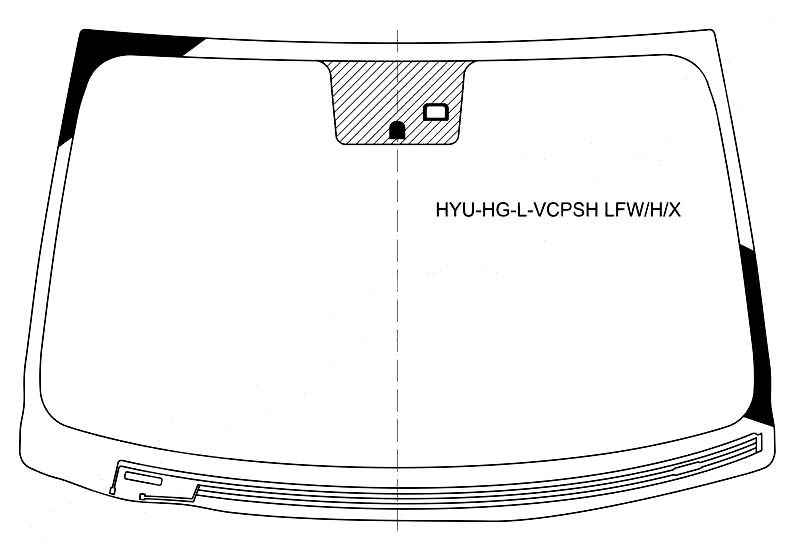 Стекло лобовое (Обогрев щеток / Датчик дождя) Hyundai Azera 11-16 / Grandeur 11-16 <b>XYG HYU-HG-L-VCPSH LFW/H/X</b> - изображение